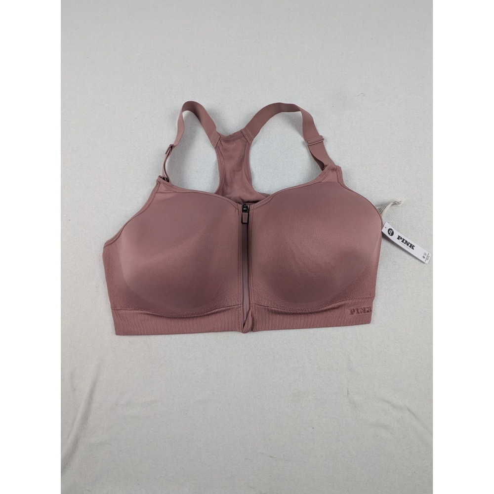 Victoria's Secret PINK Seamless Air Front-Close Sports Bra Mauve XXL Fitness NEW